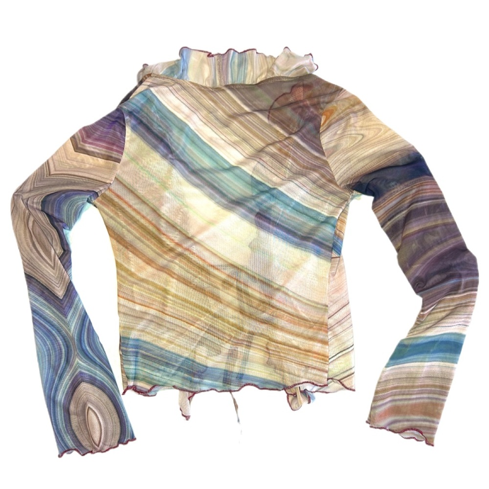 SHEIN Multicolor Sheer Mesh Ruffled Shrug Jacket - Picture 3 of 4